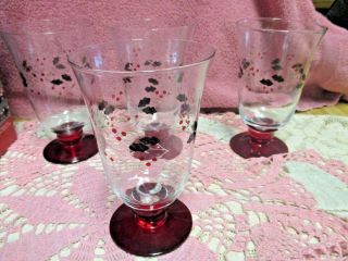 Pfaltzgraff Winterberry Water Goblets 14 Ounce Glasses Set Of 4 Hand Painted