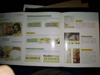 ITALY 100000 lire CARAVAGGIO XF/AUNC,  RARE PRESENTATION BOOK 2