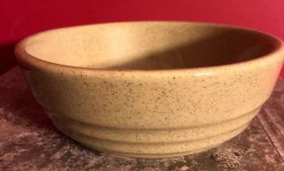 Monmouth Pottery Western Stoneware Usa Small Batter Mixing Bowl Beige Brown 6”