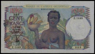 French West Africa 100 Francs 1946 Xf,  Pick 40 French Colonial Banknote
