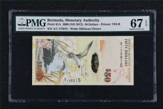 2009 Bermuda Monetary Authority 50 Dollars Pick 61a Pmg 67 Epq Gem Unc