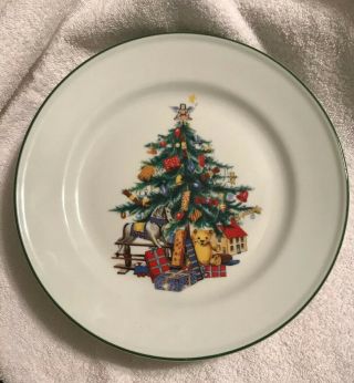 Set Of 2 Vintage Kronester Bavaria Christmas Tree China Plates West Germany 9.  5”