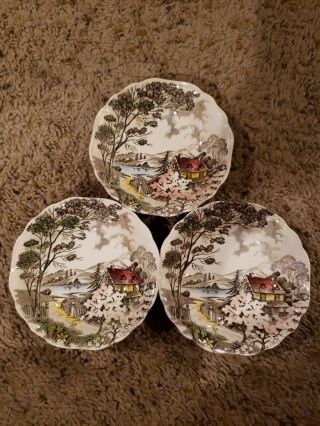 English Staffordshire Set Of 3 J&g Meakin Welcome Home - 5 3/8 " Bowl