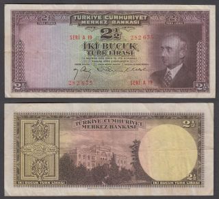 Turkey 2 1/2 Lira L.  1930 (1947) (vf) Banknote P - 140