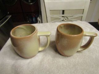 Vintage Frankoma Pottery C19 Set 2 Coffee Mugs Desert Sand Brown