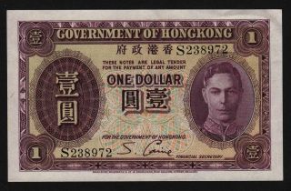 1936 Hong Kong 1 Dollar P - 312 Crisp Uncirculated