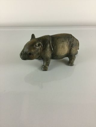 Vintage Uctci Japan Baby Rhinoceros Ceramic Figurine