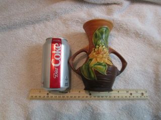 Vintage Roseville Pottery Water Lily Vase Model 73 - 6