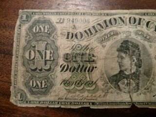 1878 Dominion Of Canada One Dollar Banknote 5435 2