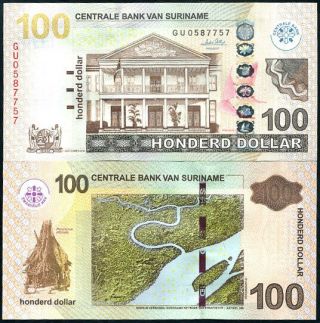 Suriname 100 Dollars 2010 P 166 Unc