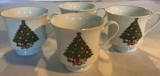 4 Sea Gull Fine China Jian Shiang Christmas Tree Footed Tea / Coffee Cup