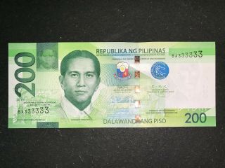 Philippines 200 Pesos Ngc 2019 Solid 3 (ba333333) - Seldom Seen Solid Banknote