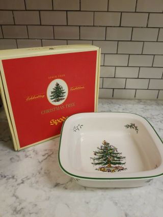 Spode Christmas Tree 10 " Square Rim Dish,  Dish,  Box In