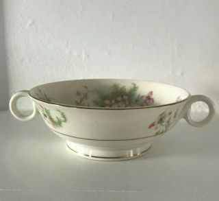 Theodore Haviland York Apple Blossom Footed Cream Soup Bowl Double Handles