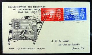 Jersey 1945 Liberation Souvenir Fdc With Jersey Cancellation Nk831