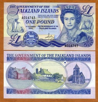 Falkland Islands,  1 Pound,  1984 Qeii,  P - 13,  A - Series,  Unc Replaced By A Coin