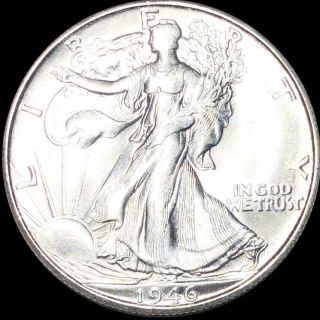 1946 - S Walking Half Dollar Perfect Uncirculated San Francisco 50c Liberty Silver