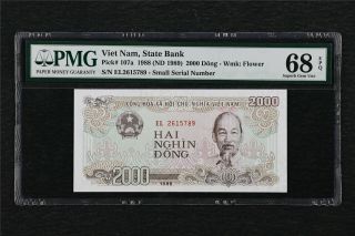 1988 Viet Nam State Bank 2000 Dong Pick 107a Pmg 68 Epq Gem Unc