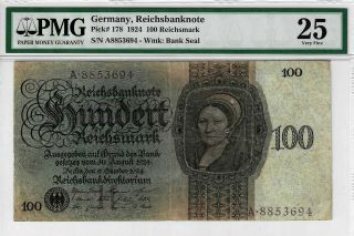 Germany 1924 100 Reichsmark Pick 178 Pmg Certified Vf25 Only 10 Graded Higher