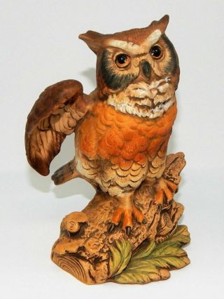Realistic Vintage Owl Details Uccti Japan Large 7 - 3/4 " H X 5 - 1/2 " W Euc