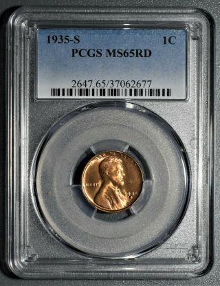 1935 - S Lincoln Wheat Cent,  Pcgs Certified Ms 65 Rd,  Lg49