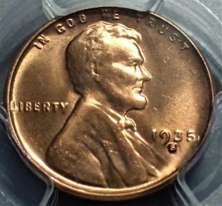 1935 - S LINCOLN WHEAT CENT,  PCGS CERTIFIED MS 65 RD,  LG49 2
