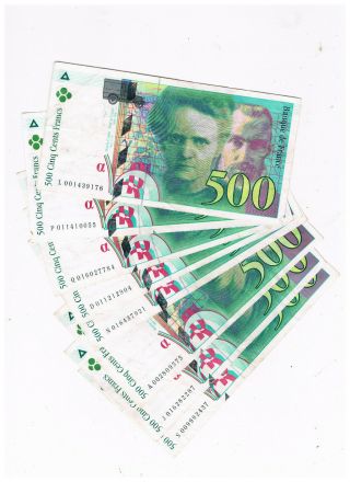 France P160a 10 X500 Francs 1994 Marie And Pierre Curie Chimist Circ