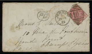 Jersey 1875 Cover To Paris Bearing 3d Rose Pl.  17 Sg 144,  Uncommon