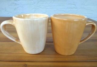 2 - Pottery Barn Sausalito Gold & Yellow Large Handled Mugs
