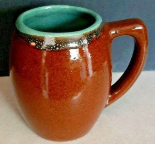 Vintage Red Wing Brown W Green Trim Pottery Stoneware Large Mug