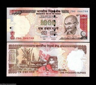 India 1000 1,  000 Rupees Gandhi Oil Rig Unc Indian Currency Money Bank Note