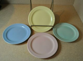 4 - Vintage Luray Ts&t Pastel Bread And Butter Plates - Pink,  Blue,  Yellow & Green