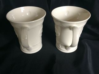 Set of 2 BELLEEK Claddagh Ivory Porcelain Mugs 10 oz Ireland EUC 2