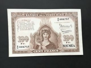 Banque De L’indochine,  Caledonia 1942 $100 Francs Noumea.
