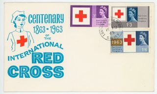 Gb 1963 Red Cross (ord) Illustrated Fdc Clear London Rd Guildford Cds