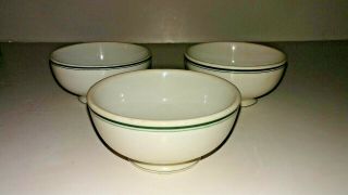 3 Vintage Restaurantware Warwick White & Green Bowl Dish 5 1/4 " X 2 5/8 "