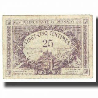 [ 623069] Banknote,  Monaco,  25 Centimes,  1920,  1920 - 03 - 20,  Km:2b,  Vf (20 - 25)