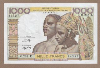 West African States: 1000 Francs Banknote,  (unc),  P - 703ko,  1965,