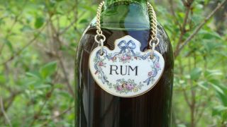 Vintage Staffordshire Crown Fine Bone China Rum Decanter Bottle Tag