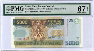 Costa Rica 5000 5,  000 Colones 2004 P 268aa Gem Unc Pmg 67 Epq