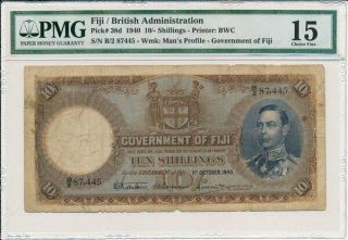Government Of Fiji Fiji 10 Shillings 1940 Pmg 15
