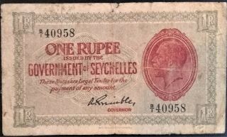 Seychelles 1 Rupee 1936 P 2 King George Kgv Pre Ww2 Wwii British