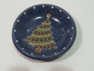 Vintage 1992 Earthen Vessel Pottery Christmas Tree Trinket Dish Bowl Signed