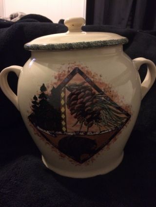 Home And Garden Party Northwoods Bear Cookie Jar Canister Rustic Cabin Lodge