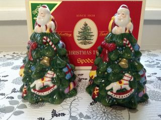 Spode Christmas Trees Salt And Pepper Shakers Santa Holiday Presents