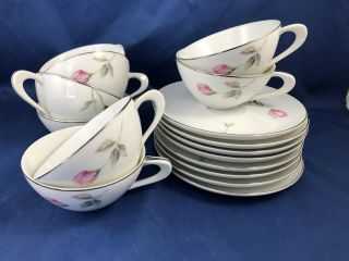 Set Of 8 Cups & 8 Saucers Dawn Rose By Style House Fine China