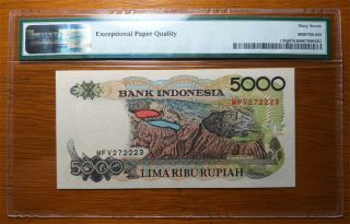 INDONESIA 5000 RUPIAH 1992/1998 - P130g - PMG 67 EPQ 2
