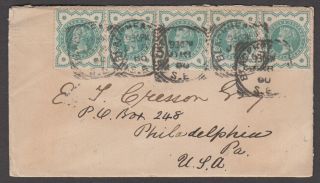 1900 Cover With Strip Of Five 1900 1/2d Jubilees Tied Blackheath Squared Circles