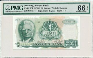Norges Bank Norway 50 Kroner 1983 Pmg 66epq