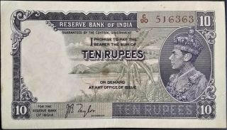 British India 10 Rupees 1937 P 19 Crisp Gef King George Kgvi Taylor Pmg It